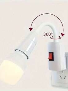 portalámparas E27 con base LED, cabezal giratorio de enchufe directo con interruptor, enchufe estadounidense, para lámpara de mesa LED - Blanco - Ver 7
