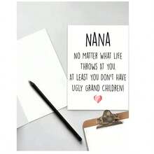 1pc "You Are The Best Nana" Birthday Card, Suitable For Sending Warm And Special Birthday Wishes To Grandma, Foldable Card With Space To Write Your Own Greeting (Comes With Random Envelope) - Nana's Grandson Is Not Ugly - View 2