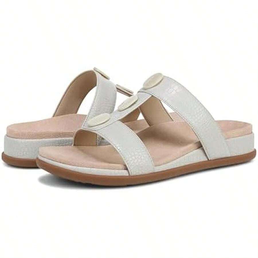 Vionic Serra Women's T-Strap Slip-On Supportive Sandal - 9.5 Wide-Taupe Grey - 查看 1