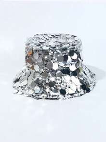 女士简约休闲优雅时尚亮片圆点透气遮阳帽，适合外出、派对、日常佩戴，法式英伦风格 - 亮片 - 查看 6
