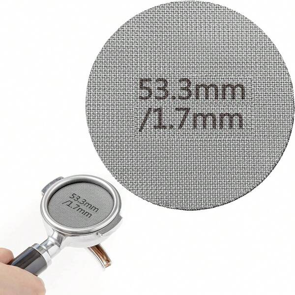 Filtro de ducha reutilizable de acero inoxidable de 53,3 mm para café expreso, placa de malla de filtro de café de 1,7 mm de espesor