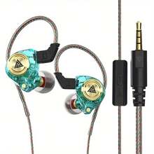 Auriculares intrauditivos de alta fidelidad, con cable y micrófono, cancelación de ruido de subwoofer, monitor para juegos y música, plástico duradero, cable de 120 cm/47.24 pulgadas, diseño de color vivo - Ver 3