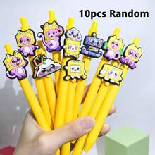 10支装可爱盒装卡通中性笔，黑色墨水，适合派对礼物，书写流畅，可爱猫咪和机器人图案，适合学生和办公人士使用。 - 多色 - 查看 11