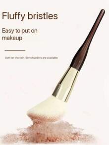 1pc Powder Blush Brush, Angled Design, Soft Texture, Suitable For Powder, Light Makeup Setting, Soft Bristles, Wooden Handle - Multicolor - View 8