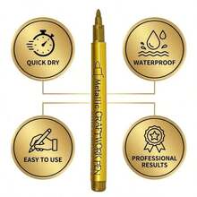 1pc Golden Tombstone Marker | Restores Faded Text On Tombstones And Granite Surfaces, Weather-Resistant, Quick-Drying Oil-Based Fine Tip, Designed For Cemetery Maintenance And Marble Tile Color Restoration, Specifically For Cemetery Upkeep And - Multicolor - View 7