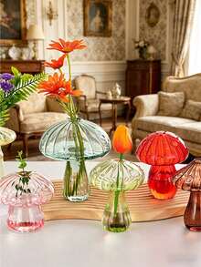 1PC Mushroom-Shaped Vase,Rustic Farmhouse Floral Centerpiece Decor,Idea Gift,Suitable For Garden, Living Room, Study, Office Desk, New European-Style Luxury Casual Style Furnishing,Festival Celebration Decoration Vase - Multicolor - View 1