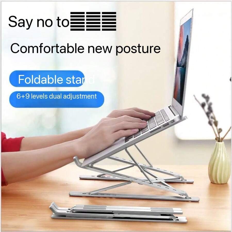Aluminum Alloy Laptop Stand, Portable Desktop Computer Holder, Foldable Dual-Layer Suspended Bracket, Sturdy Support For Laptop