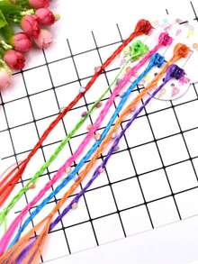6pcs/Set Colorful Braided Hair Clips, Random Color Assorted Rainbow Braided Ponytail Hair Accessories For Girls - Multicolor - View 4