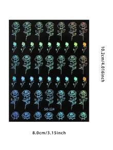 2片装极光全息激光美甲贴纸 - 炫彩玫瑰、蝴蝶、兔子美甲贴花 - 梦幻浪漫风格 / 派对 / 婚礼季 / 音乐节 DIY 美甲装饰贴纸 - 彩色 - 查看 9