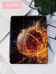 兼容 iPad Air 8 (M4) 2026 (11 英寸)、Air 8 (M4) 2026 (11 英寸)、2021/2020 款第九/八代 10.2 英寸、带笔槽的 Galaxy Tab A8 10.5 英寸 2022、Kindle Paperwhite 第十二代 2024，具备自动睡眠/唤醒功能，时尚保护壳，篮球火焰图案 - 彩色 - 查看 2