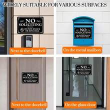 No Soliciting Sign Front Door 9*6 Inches, 2 Pack Self-Adhesive Aluminum Metal Do Not Knock Or Ring Bell Sign, Weatherproof Rustproof No Soliciting Signs House Yard Business, Fade Resistant - 1 - View 6