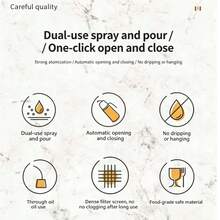 2-In-1 Glass Oil Bottle With Sprayer, One-Click Open, 65° 3D Wide-Angle Fine Mist Nozzle, Dual-Bar Pressure Atomization, Leak-Proof And Stain-Free, Suitable For Cooking, Frying, Salad, And Air Fryer - Yellow - View 12