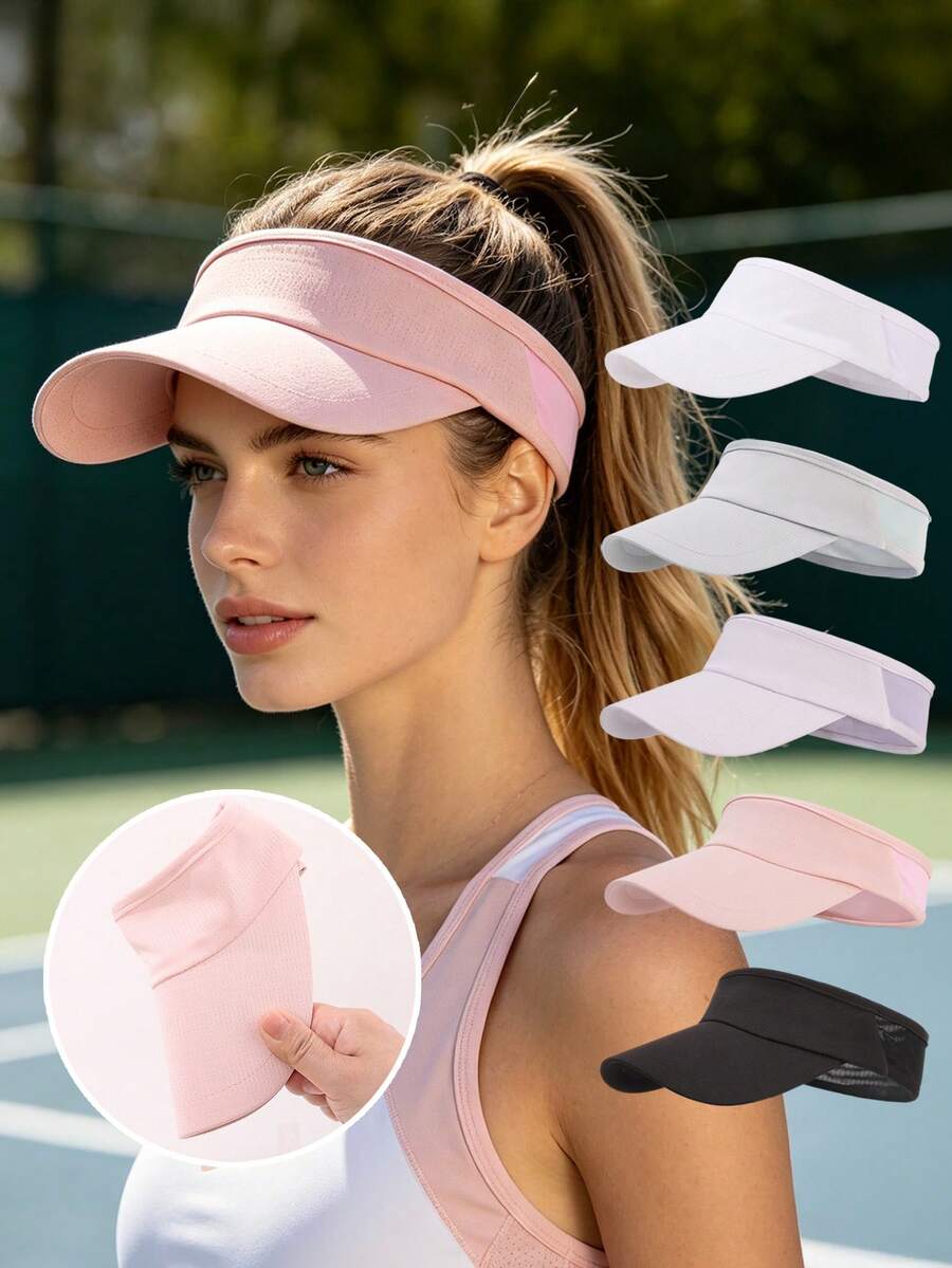 1pc Multi-Color Lightweight Breathable Sports Visor Hat, Women's Outdoor Sun Protection Ponytail Cap, Quick-Dry Mesh Tennis Fitness Hat,Holiday,Festival - Lightweight Visor - View 1