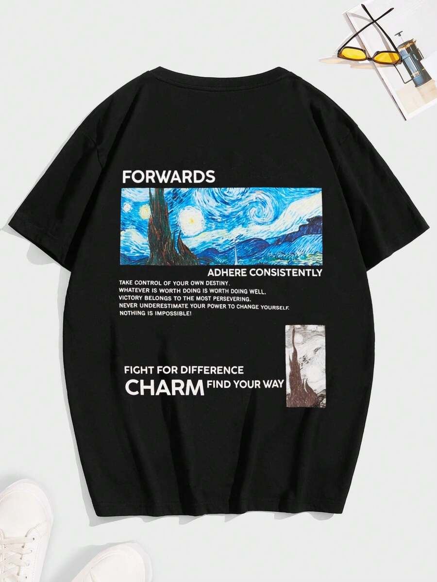 Manfinity Men's Slogan Print T-Shirt - Black - View 1