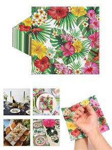 20 khăn giấy ăn kiểu Hawaii, khăn giấy chủ đề nhiệt đới, khăn giấy dùng một lần 2 lớp họa tiết lá cọ và hoa dâm bụt, thích hợp cho tiệc sinh nhật mùa hè, tiệc Aloha, Hawaii, tiệc chủ đề bãi biển. - B - Xem 1