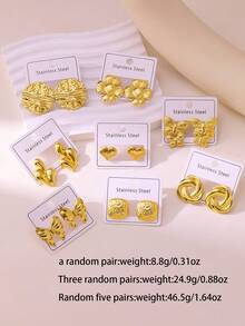 Elegante y lujoso set de aretes de presión de aceite, hecho de acero inoxidable de alta calidad, adecuado para uso diario, bodas, fiestas, vacaciones y regalos para el Día de la Madre - Pendientes nuevos - Ver 8