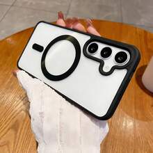 Ốp lưng siêu mỏng chống rơi từ tính cho Galaxy A56 A36 A26 A16 S25FE A17, ốp lưng cứng trong suốt cho iPhone 17 Pro Max, 16 Pro Max, 15 Pro Max, 14 Pro Max, 16 Pro, 17 Pro, 15 Pro, 14 Pro, 17, 16, 15, 14, 13, 12, 11 - màu đen - Xem 2