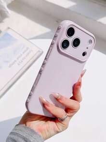1 pieza Funda de teléfono de TPU con textura en forma de corazón lateral apta para iPhone 11 12 13 14 15 Pro Max - Morado - Ver 8