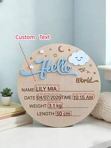 Tấm bảng gỗ ghi dấu kỷ niệm ngày sinh của bé sơ sinh, tùy chỉnh theo tên, chiều cao, cân nặng, phụ kiện chụp ảnh kỷ niệm trung tính, quà tặng cho lễ tắm bé. - Nhiều màu - Xem 6
