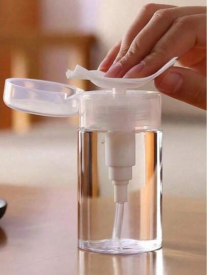 1pc Plastic Pump Dispenser Bottle, Liquid Press-Type Refillable Bottle, Suitable For Nail Polish Remover, Makeup Remover Etc., With Flip Cap, Portable Travel Size (120ml-200ml), Christmas Gift