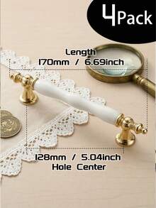 Conjunto de 1/2/4 puxadores dourados de cerâmica para portas de armário, puxador de barra branco para porta de armário, puxador moderno e minimalista para gaveta de armário de cozinha. - Branco - Ver 19