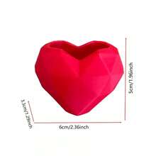 Maceta pequeña con forma de corazón de corte de diamante para San Valentín, contenedor rojo mini para cactus y suculentas, adorno de mesa - A - Ver 6