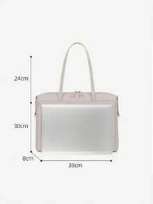 14英寸大容量简约时尚多功能电脑收纳手提包单肩笔记本电脑包，兼容Macbook - 彩色 - 查看 6