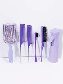 Bộ dụng cụ tạo kiểu tóc 6 món, gồm lược cong rỗng có lỗ thông hơi, bình xịt nước liên tục, lược chải viền tóc, lược đuôi nhọn, thích hợp cho việc tạo kiểu tóc hàng ngày của các nhà tạo mẫu tóc, đáp ứng nhu cầu tạo ra nhiều kiểu tóc khác nhau. - Nhiều màu - Xem 6
