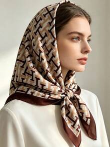 Khăn choàng satin màu nâu trơn thanh lịch, phù hợp cho phụ nữ công sở và các quý cô sành điệu. - màu nâu - Xem 6