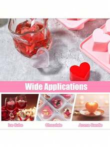1 khay silicon hình trái tim, khuôn đá 10 ngăn, dễ lấy đá ra, thích hợp để làm rượu whisky, cocktail, cà phê và các món ăn tự làm. - Hồng - Xem 5