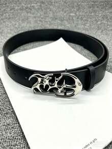 新款时尚Y2K风格镂空PU皮朋克腰带，男士配饰礼品或个人风格之选 - 黑色 - 查看 10