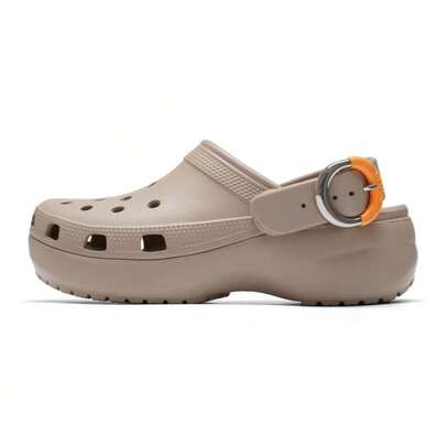 Crocs Women's Slippers & Sandals, Classic Cloud Strap Clog, 2026 Summer New Thick Bottom Buckle Decor Closed Toe Beach Sandals 213230-2NM