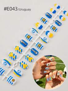 1pc World Cup Football Nail Art Sticker, Colorful Graphic Design Artificial Nail Tip Extensions For Nail Salon DIY, Suitable For Holiday Celebration, Party Decoration And Gift - Multicolor - View 6