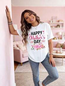 Oferta por tiempo limitado, cantidad limitada disponible,  relámpago, camisas de mujer, camisetas de mujer Camiseta de mujer, Feliz Día de la Madre, estampado floral, adecuada para mamás, abuelas y bisabuelas, estilo lindo para mamás, top casual de manga corta y cuello redondo, adecuado para usar en primavera y verano, ropa de mujer. - Blanco - Ver 3