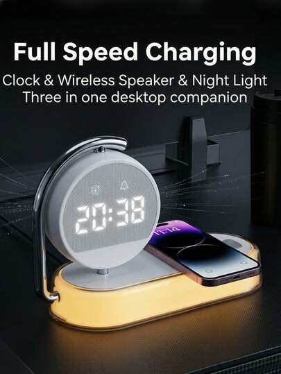 Night Light That Doubles As A Smart Alarm Clock And Wireless Charging Station And Digital LED Alarm Clock For Home Decor, Bedroom Decor, Brightness Dimmer , Home Decor, Room Decor Gifts Birthday Graduation Digital Clock Dormitory Decor Back To School School Decor School Surprise School Supplies