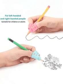 5pcs Ergonomic Pencil Grips, Suitable For Students Writing, Silicone Material Writing Aid For Preschool Children, Correct Finger Posture, Reduce Hand Fatigue, Multi-Color Options - Two-finger Pen Grip - View 7
