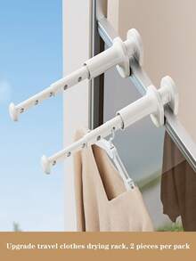 5-Hole Retractable Travel Clothes Hanger Rack, Adjustable Space-Saving Drying Rack With Rotating Clips - Suitable For Dorm, Bathroom And Closet, White Plastic Hanger - For Travelers, Home Hanging Clothes | Multifunctional Folding Drying Rack | Sturdy Grip Function, Retractable Clothes Rack No Drilling Needed For Balcony, Window, Villa Wall - Multicolor - View 16
