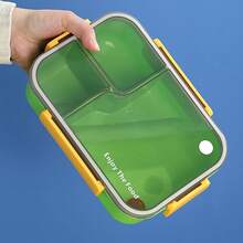 1 pieza Fiambrera para adultos, Caja bento transparente de 3 compartimentos, Fiambrera de gran capacidad de una sola pieza, Diseño a prueba de fugas, Incluye utensilios, Caja para aperitivos, Adecuada para comer al aire libre, Oficina, Uso escolar, Suministros de cocina, Esencial para la vuelta al colegio - Multicolor - Ver 1