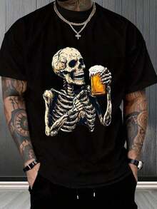 Camiseta hombre cuello redondo y manga corta. Estilo casual con estampados modernos y cómodos. Para hombres y mujeres, estilo pareja, pareja, camiseta de manga corta con estampado de moda - Negro - Ver 1