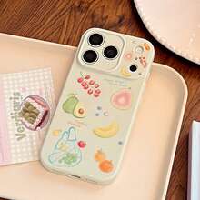 GUCADI 刺绣绿色绘画水果系列夏季绘画水果 17 Pro Max 手机壳，兼容 Apple 16、15、14、13。它具有小众、全覆盖软壳的特点，散发着清爽的夏日气息，甜美、少女、韩式风格、清新、小众、ins 风格、网红风。 - 繡綠 - 查看 7