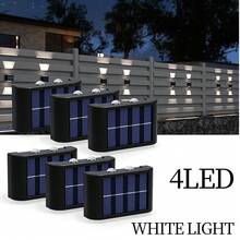 2/4/6/8 piezas Luces de pared solares de alta eficiencia, iluminación con sensor automático, lámparas LED rectangulares IP44 para exteriores, iluminación de paisaje para patio y pared exterior - 4 LED - Ver 1