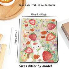 1pc Strawberry, Cat & Star Pattern Flip Cover Tablet Case With Pen Slot, Compatible With Honor Pad 8/9/10, Honor GT 11.5inch/X7/X8A/X9/X8Pro/X9Pro/V9/V8 Pro, Matepad 11 Inch 2023/2022, Apple 10th Gen/ 11 2025 (A16), A9/A9+/A11/S11/S10 FE+, Auto Sleep/Wake Function, Suitable For School Season, Valentine's Day, Holiday Gifts - Multicolor - View 6