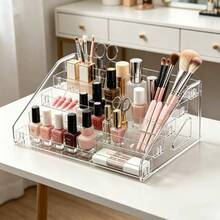 5-Tier Transparent Nail Polish Storage Rack, Large Capacity Acrylic Display Stand For Lipstick, Cosmetics, Space-Saving Desktop Organizer - Multicolor - View 5
