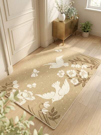 1 tấm thảm/thảm trải sàn/thảm nhà tắm/thảm cửa, kiểu dáng cổ điển Mỹ sang trọng với họa tiết hoa và chim, thích hợp cho lối vào, phòng tắm, nhà bếp, hành lang, đầu giường, phòng khách, phòng ngủ, thảm trải sàn mềm mại có thể giặt máy, trang trí nhà cửa đẹp mắt.