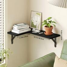 Tomnk 4/5pcs Corner Floating Shelves, Bookshelves, Rustic Wood Wall Mounted Corner Shelf, Wall Decor, Room Decor, For Bathroom, Kitchen, Bedroom, Home Decor, Laundry Room, Living Room, Spring Decor - 彩色 - 查看 2