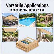 Rectangular Multi-Size Sunshade Net, HDPE UV-Resistant Durable Beige Edged Perforated Privacy Shade Net, Suitable For Garden, Balcony, Carport, Camping Equipment - Multicolor - View 7