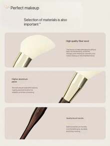 1pc Powder Blush Brush, Angled Design, Soft Texture, Suitable For Powder, Light Makeup Setting, Soft Bristles, Wooden Handle - Multicolor - View 5