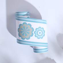 Self-Adhesive Ceramic Tile Trim Sticker, Decorative Wall Border For Kitchen, Bathroom, Waterproof Baseboard - Blue and Green Overlapping Flowers - View 4