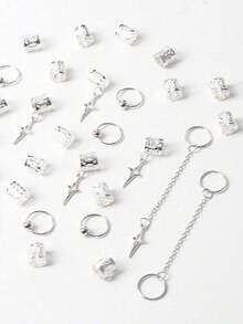 30pcs Star Tassel Dreadlock Beads, Metal Pendant Decorations For Y2K, Party, Punk, Hot Girl Style Hair Accessories, Summer Beach Jewelry, School Stuff, College, Cute, Head Accessories, Claw Clips, Hairpin - 多色 - 查看 9