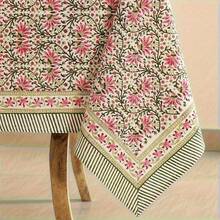 1pc Elegant Pink & Green Floral Tablecloth With Golden Accent Rectangular Dining Table Cover - Luxury Machine- Fabric Suitable For Valentine's Day, Weddings, Banquets, Everyday Dining - Easy-Clean Decorative Table Setting - Nhiều màu - Xem 16
